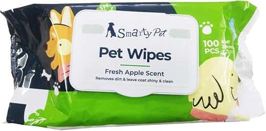 Pet Needs Wet Pet Wipes for Dogs, Puppies & Pets Apple Scent 6 x 8 Pack of 100 Wipes