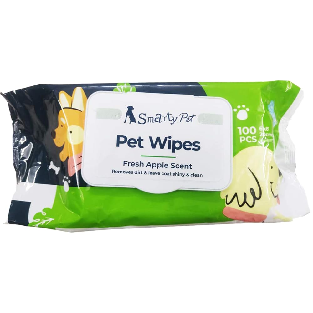 Pet Needs Wet Pet Wipes for Dogs, Puppies & Pets Apple Scent 6 x 8 Pack of 100 Wipes
