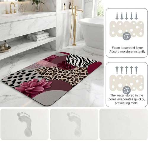 Tapis de Porte Patchwork Rétro Léopard Zèbre Anti-Glisse 50x80