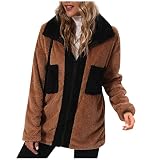 Winterjacke Damen,Warmer Wintermantel Regenanzüge Lederjacke Winter Langer Strickmantel Bonprix Tragejacke Oversize Jacken Kapuzenstrickjacke Wachschutz Jacken Blazer Rockig(15-Kaffee,L)