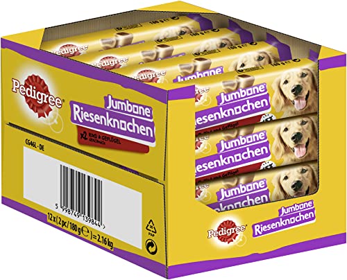 Pedigree Snack per cani di taglia media con manzo e pollame, 24 pezzi (12 x 2 pezzi)