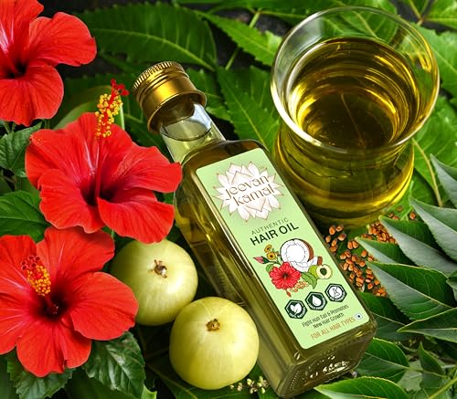 Image of Hair Growth Oil -100ml | Hair Fall Control, Healthy Scalp, Strong Hair | Blend of Amla, Hibiscus Flower and Leaf, Curry Leaf, Roasted Methi, Bhringraj, Neem | Organic (Pack of 2)