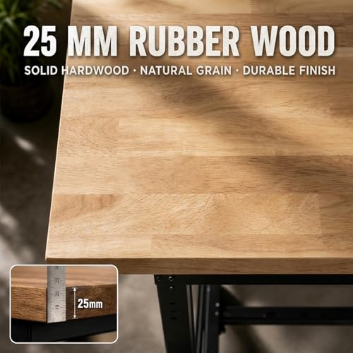 Image of 60'' Adjustable Workbench with Storage Shelf & Pegboard - Max Load 2000 LBS, Heavy Duty Rubber Wood Tabletop Tool Bench with AC /USB Outlet, Garage Organization, Work Benches for Workshop, Office