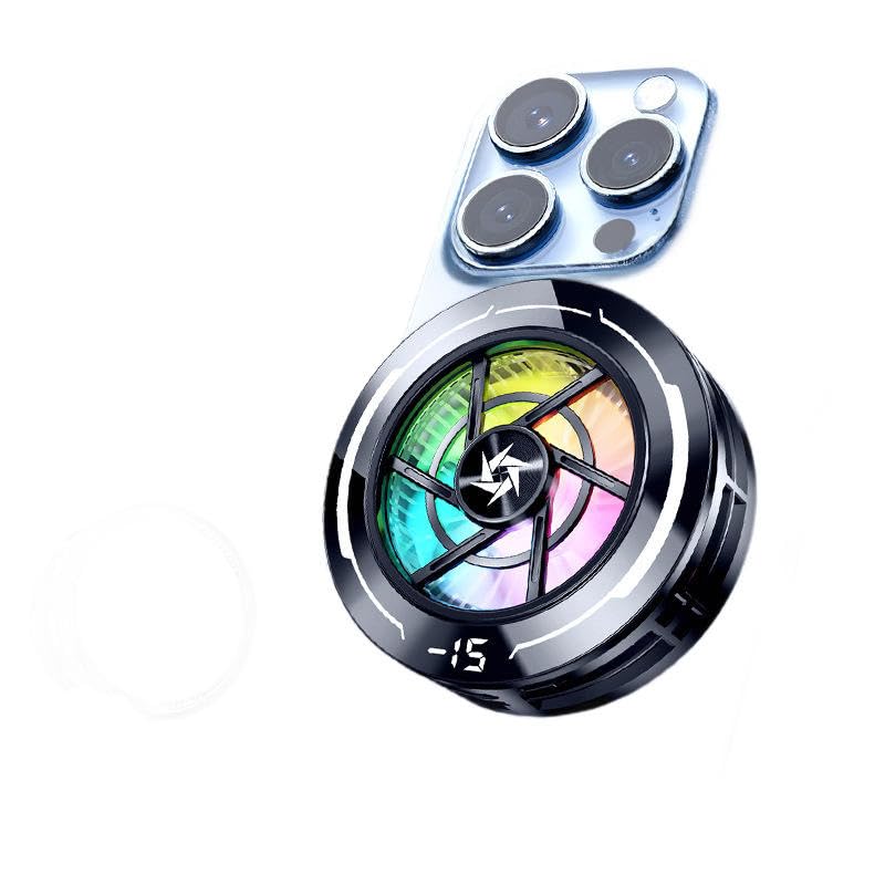 Image of Phone Cooler with AI Cooling Mode, RGB Lighting, Real-Time Temperature and Power Display, Strong Magnet and Clip Mount, Ultra-Quiet Fan (SL70)