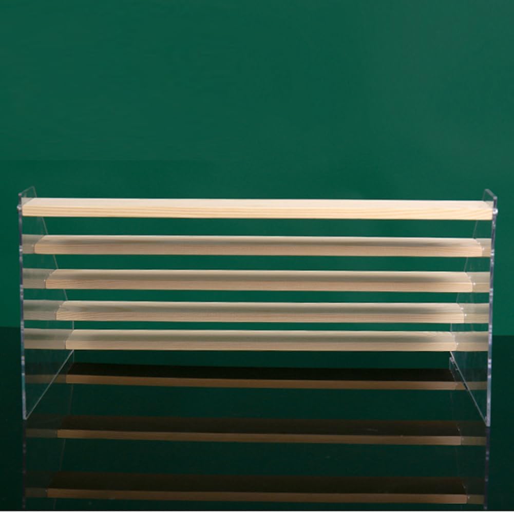 5 Tier Acrylic Wooden Display Stand, Clear Acrylic Display Riser Shelf Wood Tiered Display Shelf Rack Step Ladder Riser Stands for Cupcakes Perfumes Figures Collectibles