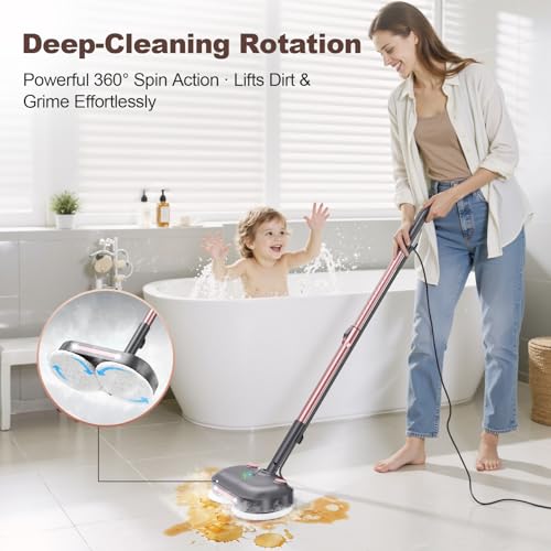 Image of Scrubbing Steam Mop with Rotating Pads for Floor Cleaning,Steam Cleaner F6