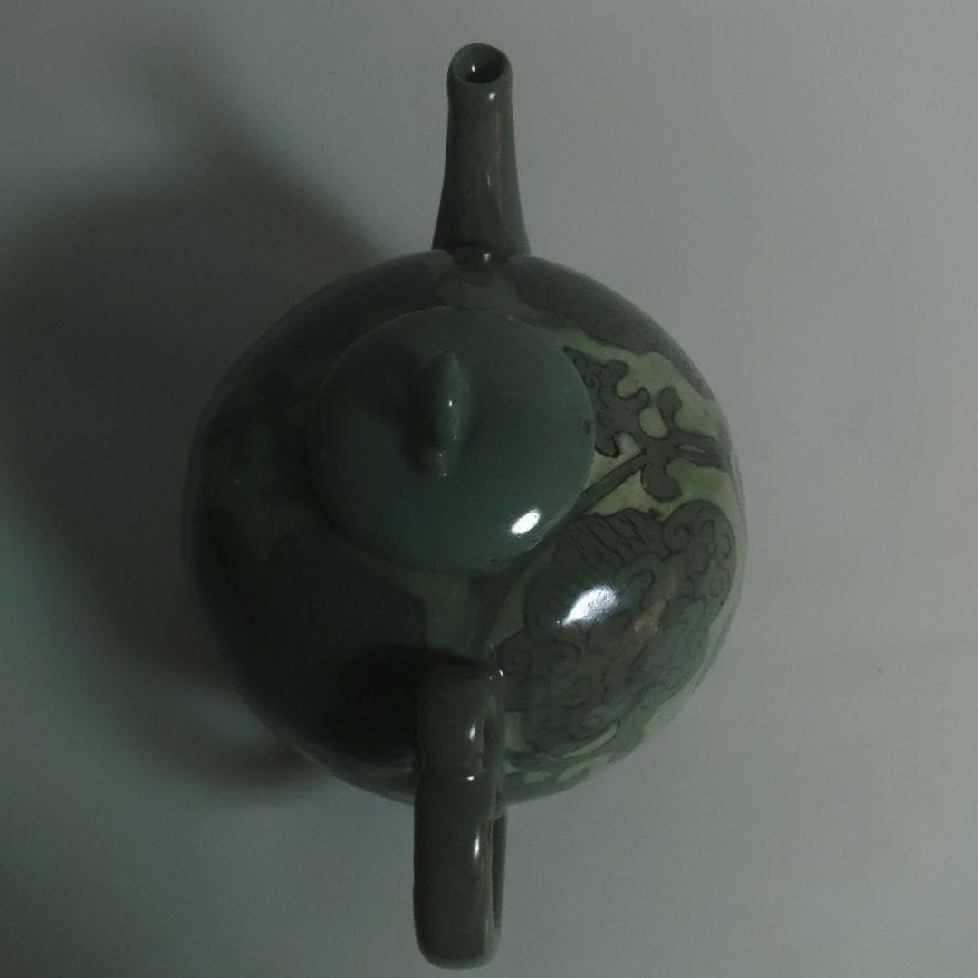希少 韓国人間国宝 ユへガン 柳海剛 高麗青磁 グリーン水注 花柄 ティーポット J*1様 希少 韓国人間国宝 ユへガン 柳海剛 高麗青磁 グリーン水