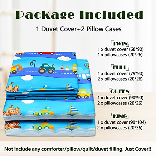 Owl Queen Cars Duvet Cover Twin Size, Cartoon Car Bedding Set, 1 Duvet Cover With 1 Pillowcase, 100% Polyester Trucks Bedding Set Kids Duvet Cover Set For Kids Teen Boys Girls, No Comforter #TOP6