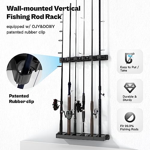 Ojydoiiiy Wall Mount Fishing Rod Holders,Vertical Fishing Pole Storage Rack For Garage thumb #2