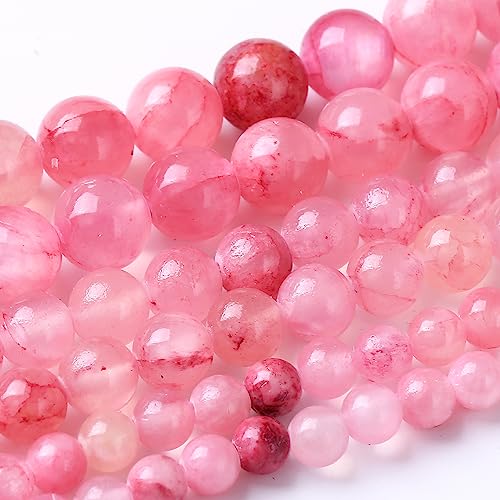 Round Loose Beads Natural Gem Beads Crystal Energy Stone Beads for Jewelry Making 15"(4MM Strawberry Quartz Crystal Jades)