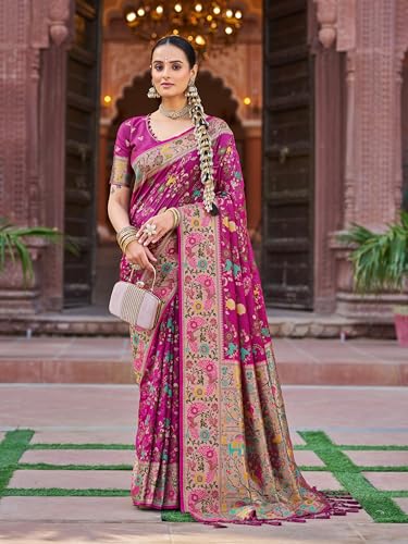 Image of SWORNOF Women's Kanjivaram Soft Silk Banarasi Sarees With Unstiched Blouse Piece