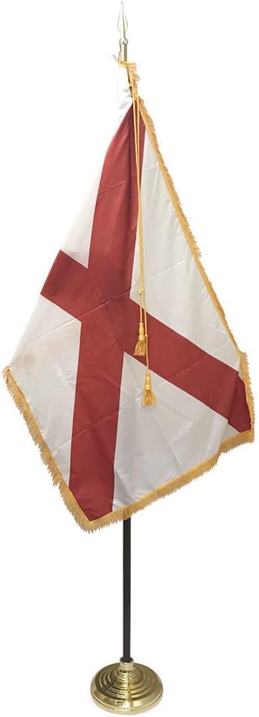 3x5' Alabama Indoor Flag with Pole Hem and Gold Ornamental Fringe