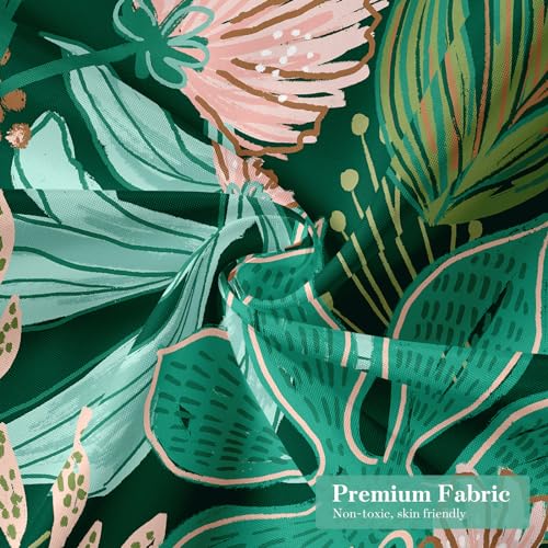 Boho Floral Shower Curtain, Dark Emerald Botanical Fabric Curtain, 72 x 72 by MitoVilla - Used condition - Image 5