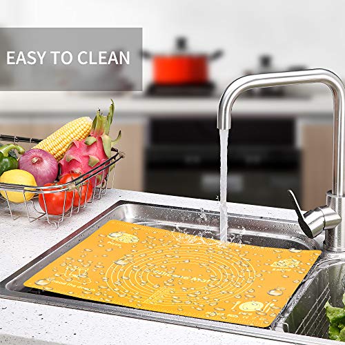 Silicone Baking Mats With Measuring Function, Non Stick Heat Resistant Nonslip Reusable Silicone Placemat, Pastry Mats, Countertop Protection Mats. Easy To Clean. (15.7” X 22.7” Yellow） #TOP4