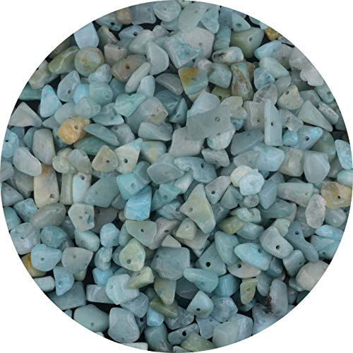Natural Chip Stone Beads Amazonite Stone 5-8mm About 400 Pieces Irregular Gemstones Healing Crystal Loose Rocks Bead Hole Drilled DIY for Bracelet Jewelry Making Crafting (5-8mm, Amazonite Stone)