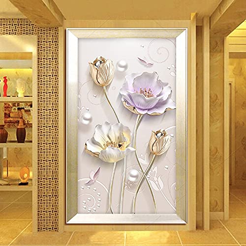 Peinture diamant 5D fleurs grand format pour décoration de salon