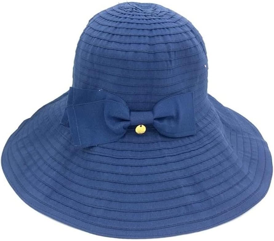 Sun Visor Spring Summer Ladies Big Ribbed Bow Sun Visor Foldable Easy to Carry Sun Shade Fisherman Beach Hat