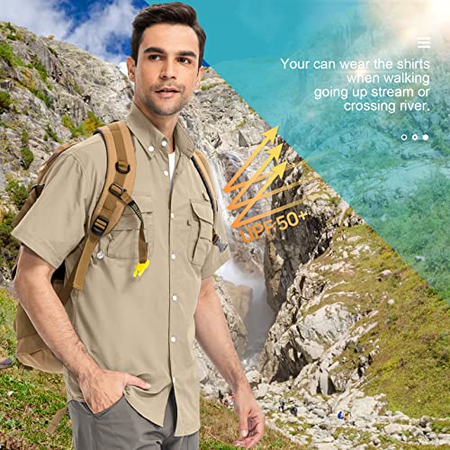Men's Fishing Shirts Short Sleeve Safari Shirts Sun Protection Quick Dry Outdoor Hiking Travel Clothes4
