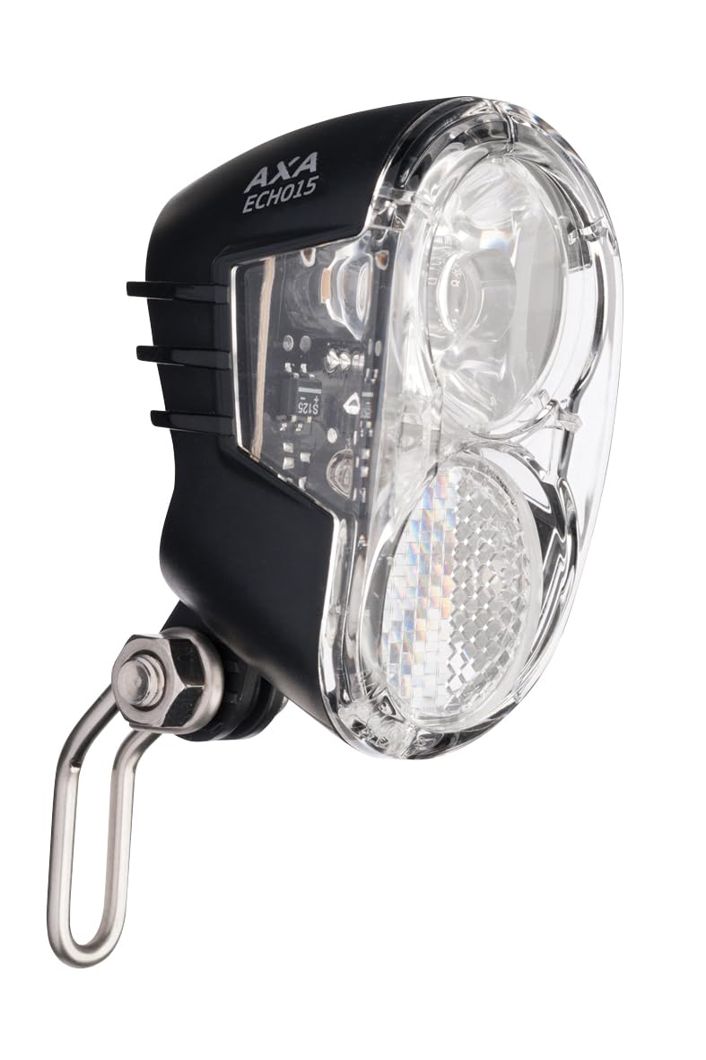 AXA Echo 15 Switch Dynamo Fahrradlicht Vorne, Fahrrad Scheinwerfer, LED Frontlicht, Integrierter Reflektor, Clear Lens Technology