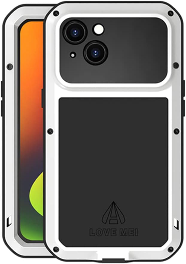 LOVE MEI Metal Case for iPhone 14, Outdoor Heavy Duty Aluminum Metal Military Grade Bumper Dustproof Shockproof Anti-Scratch with Tempered Glass Full Body Protection Hard Cover for iPhone 14 (Red)
