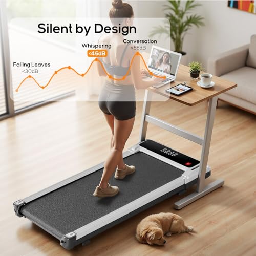 Image of Walking Pad Under Desk Treadmill, Portable Compact Electric Walking Treadmill, Quiet Fitness Machine with Remote Control & LED Display for Home Office