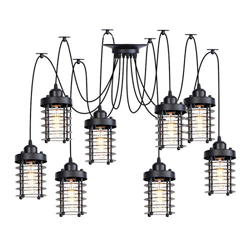 Lampe araignée de plafond en métal noir DIY lustre industriel 3 à 8 lumières HNVBDOPAE