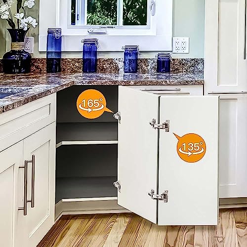 Image of VOLO Kitchen Corner Concealed Hinge with Screws - Full Overlay Concealed Cabinet Hinge for Modern Kitchens, Smooth Operation, Easy Access, Maximize Storage Space