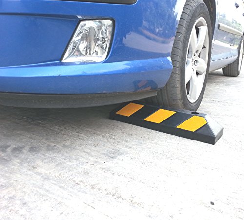 SNS SAFETY LTD Gummi Radstopp-Parkplatzbegrenzung für Parkplätze und Garagen, Farbe Schwarz-Gelb, Abmessungen 55x15x10 cm (2er Pack)