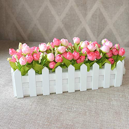 Meiyuan Mini White Picket Fence For Artificial Flowers Fake Rose, White Wood Fence With Foam Plastic For Artificial Plants Container Home Decor, 11.81X2.95X3.15'' S #TOP3