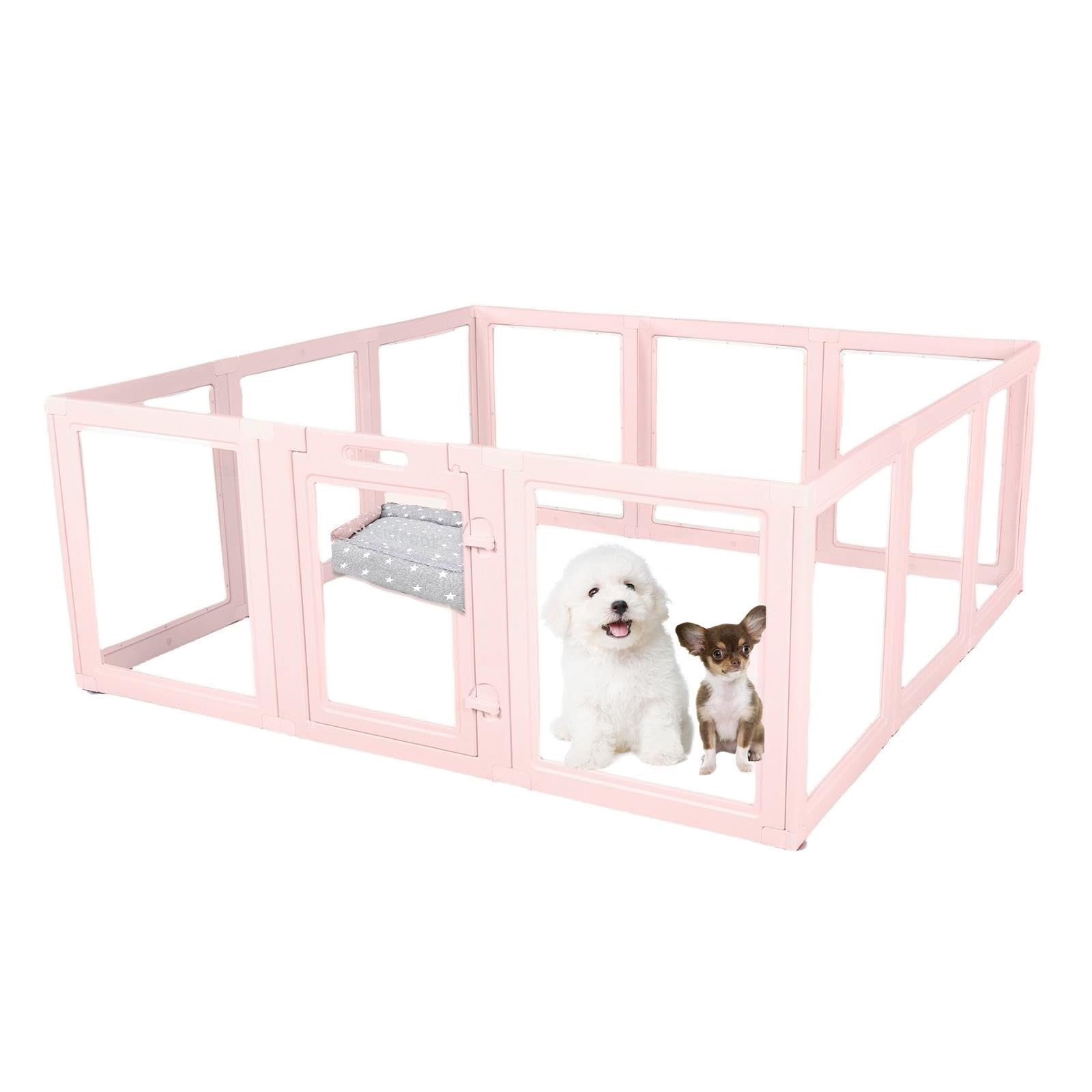 EVERFRONT Clear Acrylic Dog Playpen - Clear Dog Play Pen - Easy Assemble Acrylic Dog Playpen - Puppy Playpen, Cat Playpen, Small Animal Playpen, Dog Play Pen Indoors
