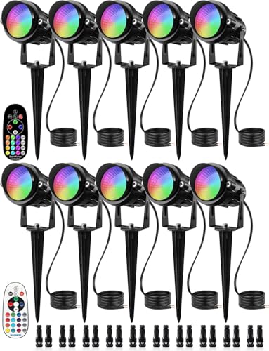 SUNVIE 12W Low Voltage LED Landscape Lights with Connectors Outdoor 12V Super Warm White 900LM Waterproof Garden Pathway Lights Wall Tree Flag Spotlights with Spike Stand 10 Pack with Connect product thumbnail 13