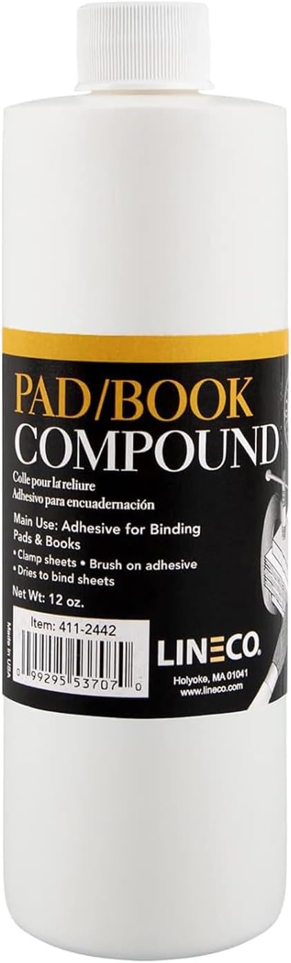 LINECO Glaze Padding Compound, Adhesive for Making Note Pads, Forms, Books, 12 oz. White