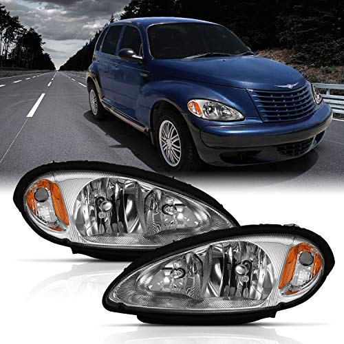 ANZO (111472) 2001-2005 Chrysler Pt Cruiser Crystal Headlight Chrome Amber (OE)