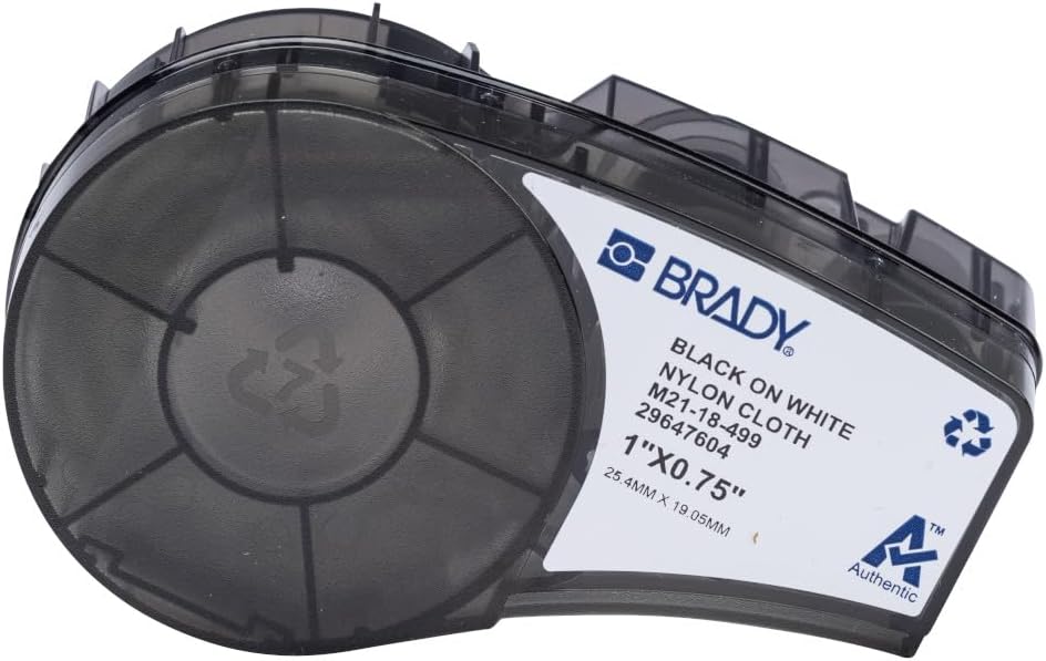 Brady Authentic (M21-11-499) Pre-Sized High-Adhesion Nylon Labels for Equipment, General ID, Lab, Wire/Cable, Black on White Material - Designed for M210, M210-LAB, and M211 Printers, 0.5"H x 0.75"W