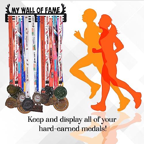 Image of Sehaz Artworks Alloy Steel Medal Holder for Wall | Medal Hangers for Wall | Medal Display Case | Wall Mount Medal Frame Holds Upto 24-30 Medals Black