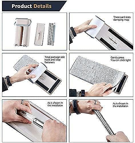 Image of Floor Mop with Bucket Set - Microfiber Flat Mop with Wringer System 360 Degree Rotating Head Easy Clean Cleaning System for Home Kitchen Tiles Wooden Floors