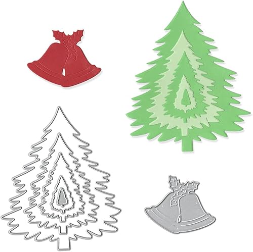 Troqueles de corte de árbol de Navidad para hacer tarjetas y decoraciones de álbumes de fotos, palabras de Feliz Navidad, troqueles en relieve para