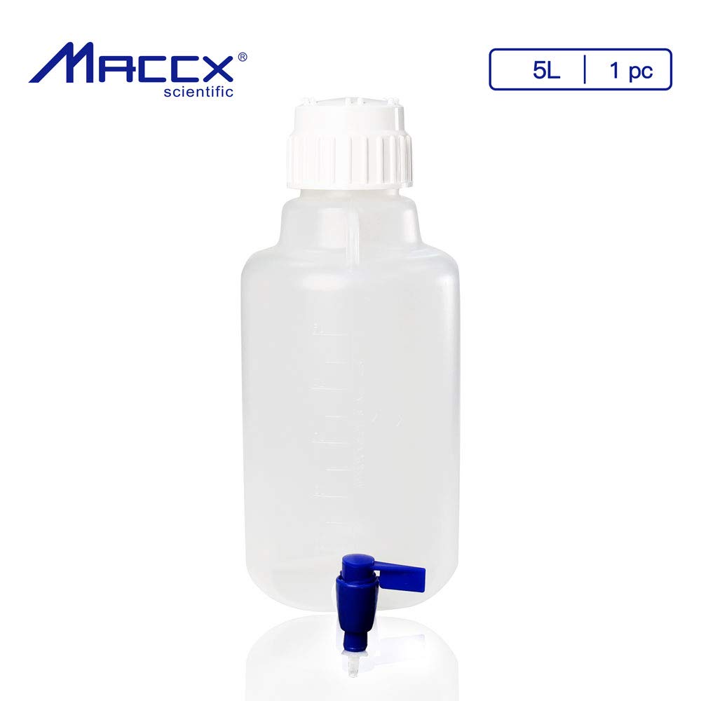 Maccx 5L Round Carboys,PP Material, w/Spigot and Screw Closure in PP Material, with Integrated Shoulder Lifting Handle, RCA005-001: Industrial & Scientific