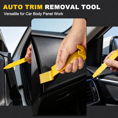 Image of 14PCS Auto Trim Removal Tool kit, Car Clip Removal Tools Kit No Scratch Plastic Pry Tool Door Panel Rivet Pliers Tool Kit,Interior Fastener Puller Set for Vehicle Dash Radio Audio Installer Yellow
