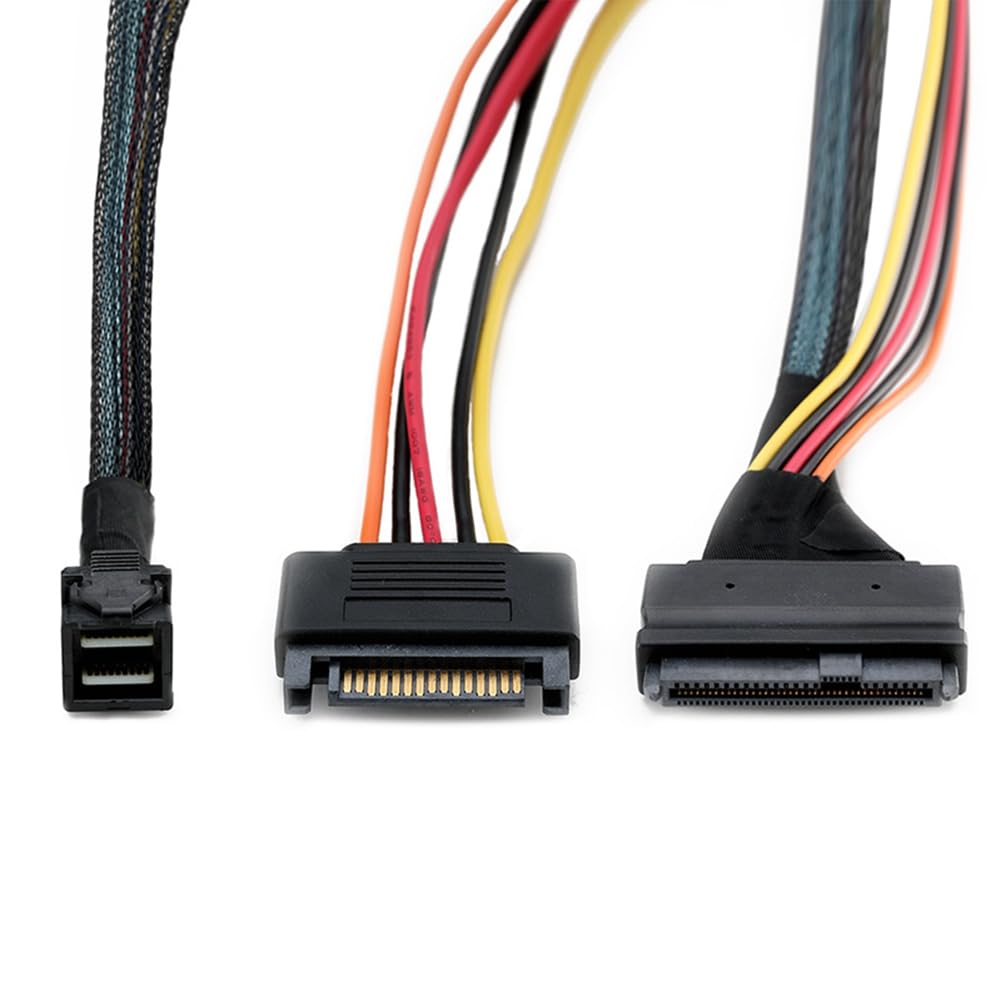 Wbudowany Kabel 12G Mini SAS HD do U.2 36P SFF-8643 do SAS U.2 SFF-8639 z 15-Pinowym Zasilaczem, Odpowiedni do Dysków SSD U.2