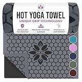 Clever Yoga Hot Yoga Mat Towel – Non-Slip Grip for Hot Yoga, Sweat Absorbent, Honeycomb Silicone Grip, Stays Flat – Ideal for Pilates, Travel, Washable & Lightweight - Gray