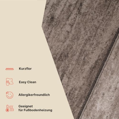 TAPISO Anti Rutsch Teppich Läufer rutschfest Brücke Meterware Modern Taupe Meliert Verwischt Streifen Design Flur Küche Wohnzimmer Diele… – Ansicht 5