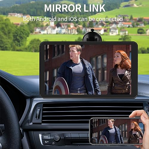 B-Qtech 7 Inch Double Din Car Stereo Apple CarPlay and Android Auto with Backup Camera, Portable Wireless Touch Screen Car Radio Receiver with Mirror Link, Android Auto, Bluetooth, AUX, FM, GPS