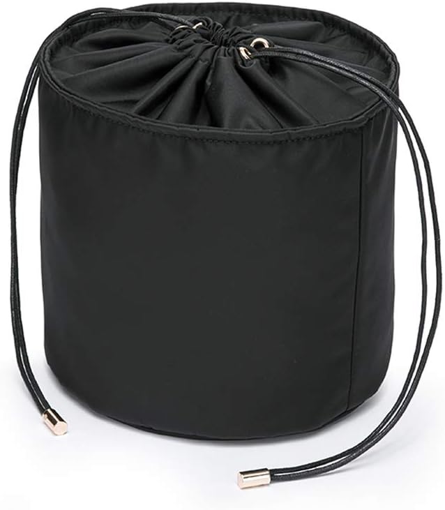YONBEN Tall Purse Organizer Insert Womens Canvas Round Handbag Organizer Storage,Handbag Purse Organizer Round Cosmetic Pouch Bag Bucket Makeup Bag (L, Nylon-black)
