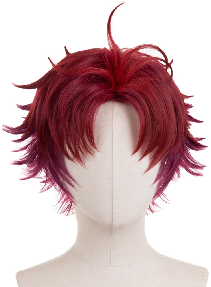 TO KU TOO YUO Cosplay Wigs Red Hair Wave Wig Layered Wig with Bangs Middle Side Part Wig Heat Resistant Synthetic Hair Halloween Cosplay Wig