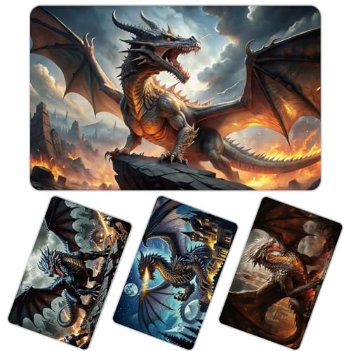 AFRITEE Credit Card Covers Skin - 4 Sheets Fantasy Dragon Debit Card Sticker Cover, Personalized Waterproof Credit Cards Skins DIY Bank Metro Cards Decorations Gift for Boys Teenager