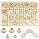 TOAOB 406 Stück Natürliche Runde Holzperlen Set 8mm bis 20mm Gemischte Größe Zwischenperlen mit 5m Baumwollseil für DIY Schmuck Herstellung