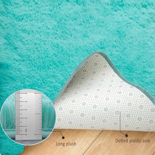 Tapis de salon shaggy doux bleu ciel grand format rectangulaire - 6