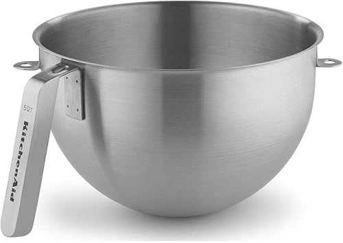 KitchenAid KSMC5QBOWL - Tazón de mezcla de 5 cuartos con mango de gancho en J, acero inoxidable, NSF