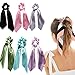 6Pcs Ribbon Scrunchie For Woman,Solid Colors Elastic Hair Bands Hair Scarf,Bow Hair Tie,Vintage Hair Accessories Ropes Ponytail Holder Scrunchy Ties for Women Girls (6 Colors Pack B)